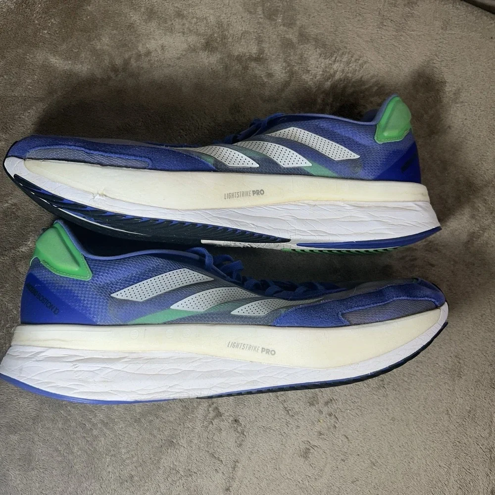 Adidas Adizero Boston 10 Blue Green Running Shoes Sneakers Mens